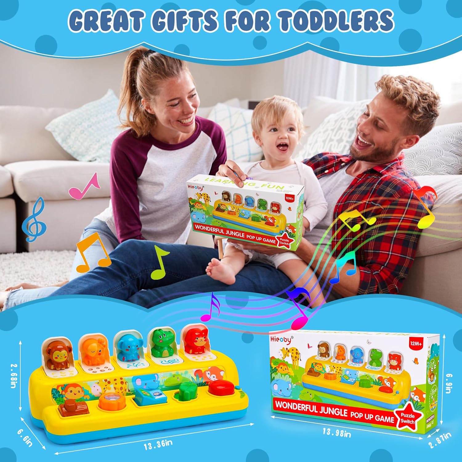 STEM learning toy for toddlers pop up animal toy educational toy for babies 9-18 months