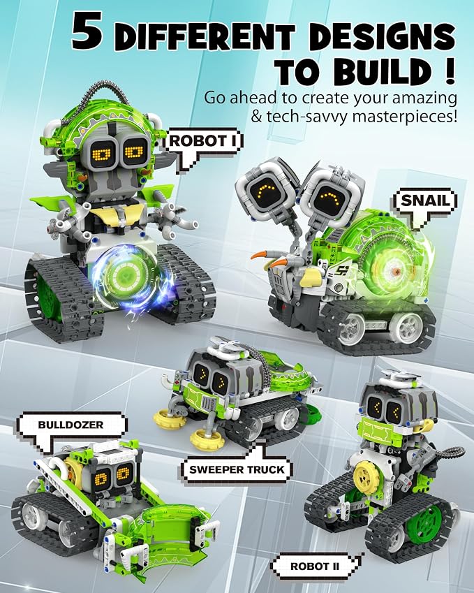 STEM robot building set with 478 pieces arranged for creative construction activities.