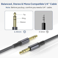 Stereo 6.35mm male jack balanced line cable for audio equipment