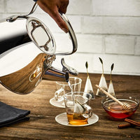 Stovetop tea kettle with removable lid and pouring spout