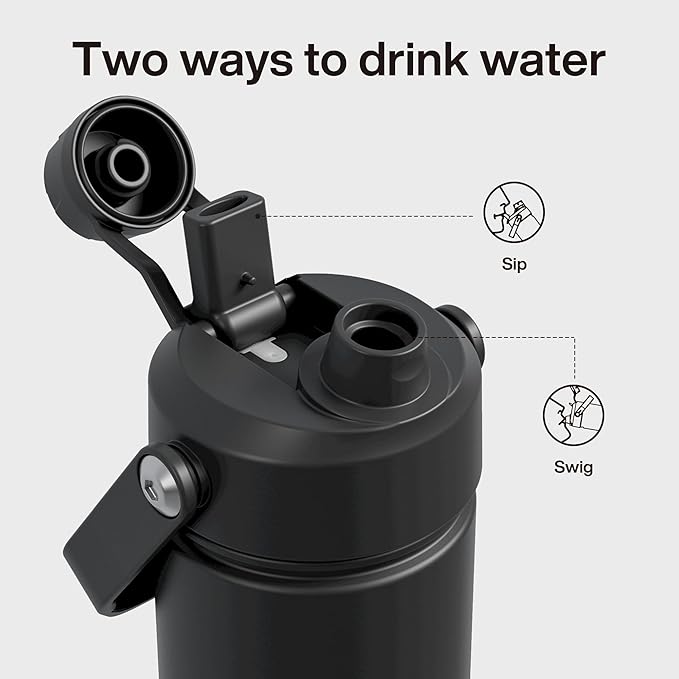 Sports water bottle with straw lid for easy sipping on the go