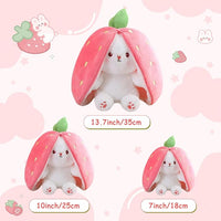 Strawberry bunny plush toy with cute zipper design