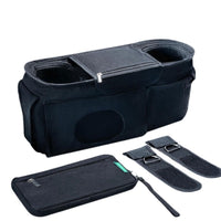 Text stroller caddy organizer with detachable pouch adjustable straps and storage compartments