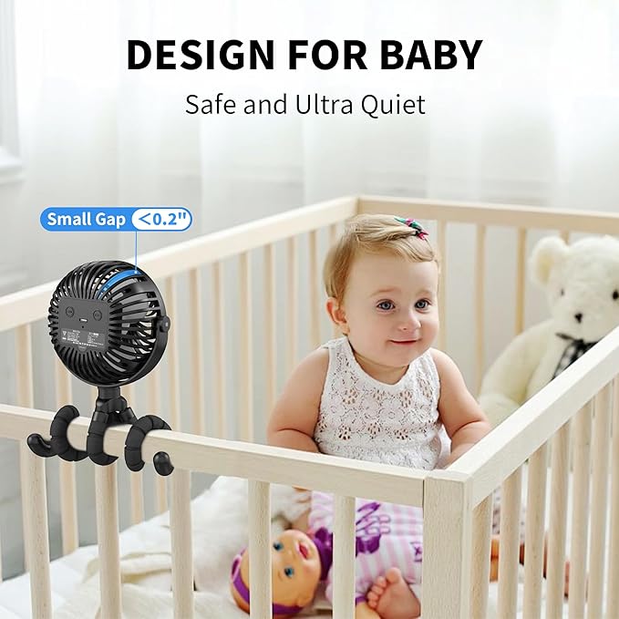 USB rechargeable stroller fan with compact portable design