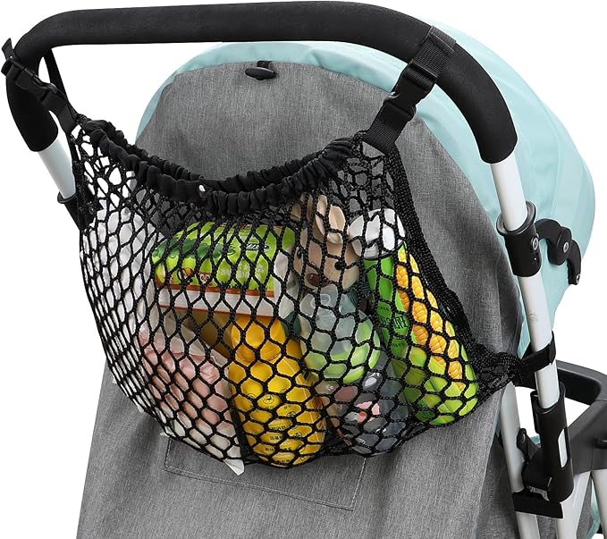 Stroller Mesh Cargo Net Organizer with Adjustable Straps for Convenient Baby Storage