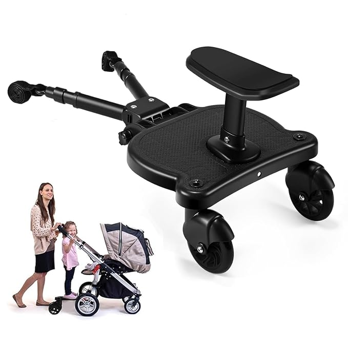 Stroller board with detachable toddler seat and wide standing platform