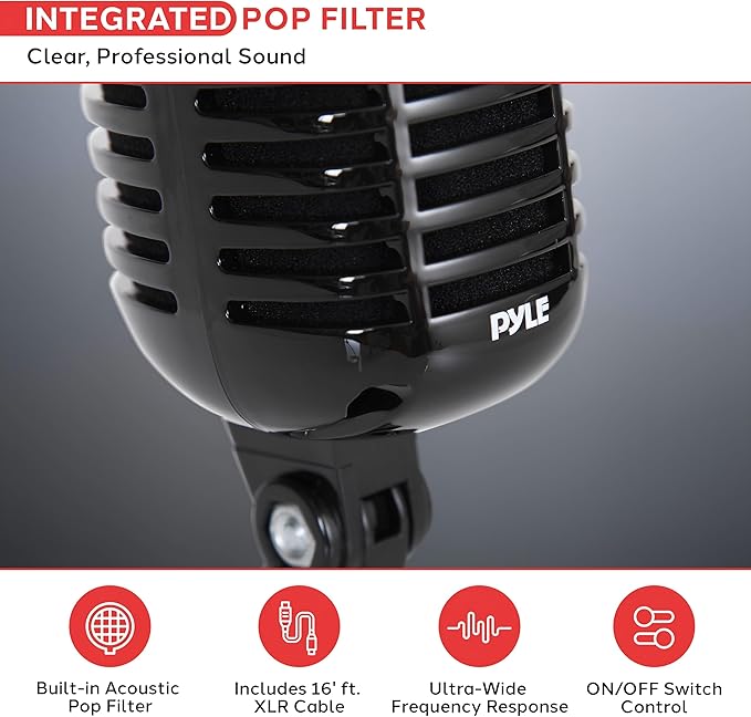 Studio Recording Vocal Microphone In Black Retro Design