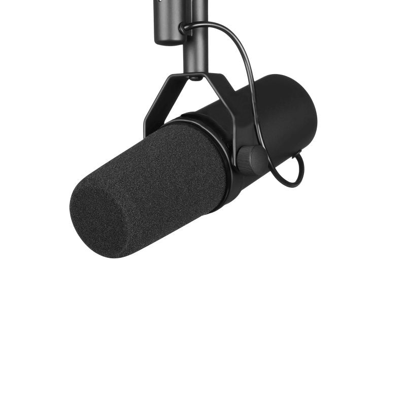 Studio voice microphone side view with wired design
