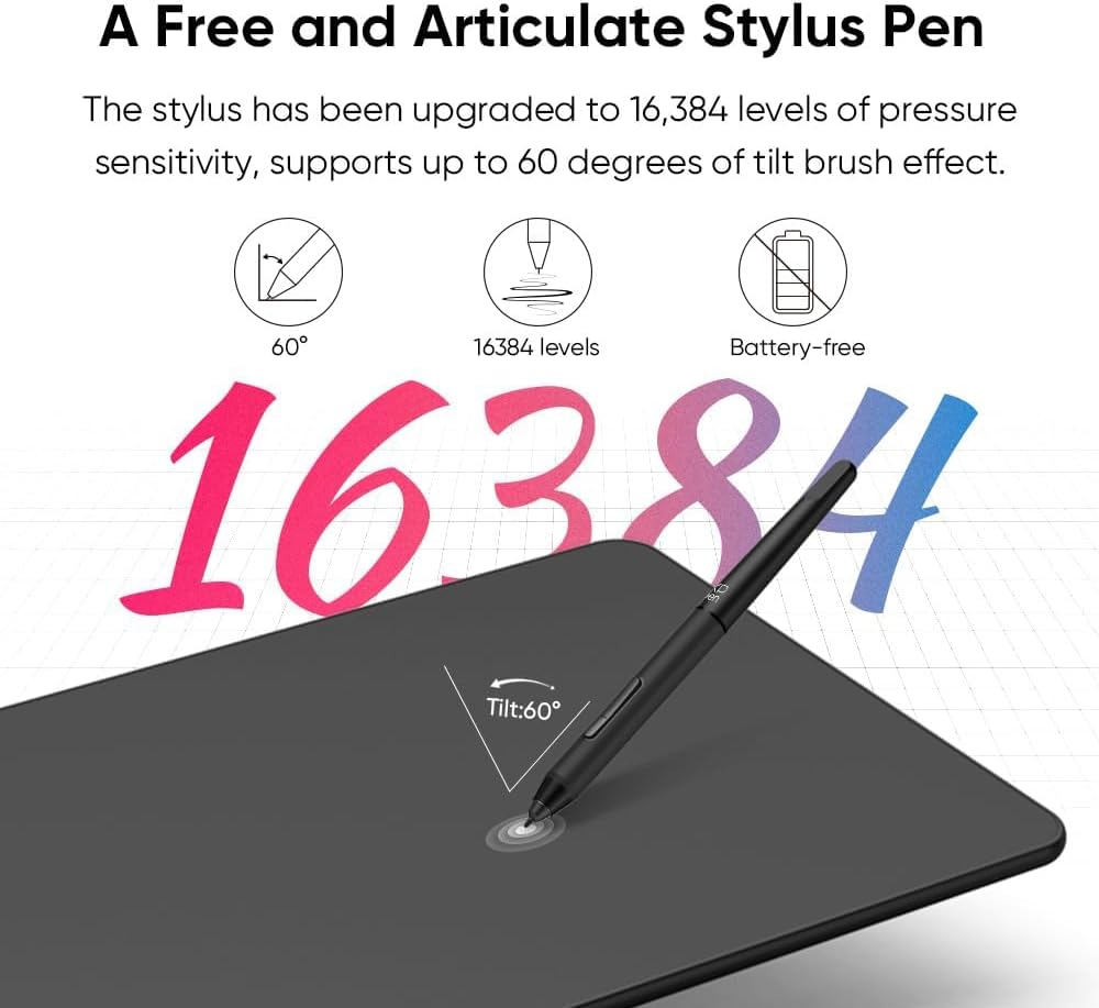 Battery-free stylus pen used on graphic drawing tablet surface