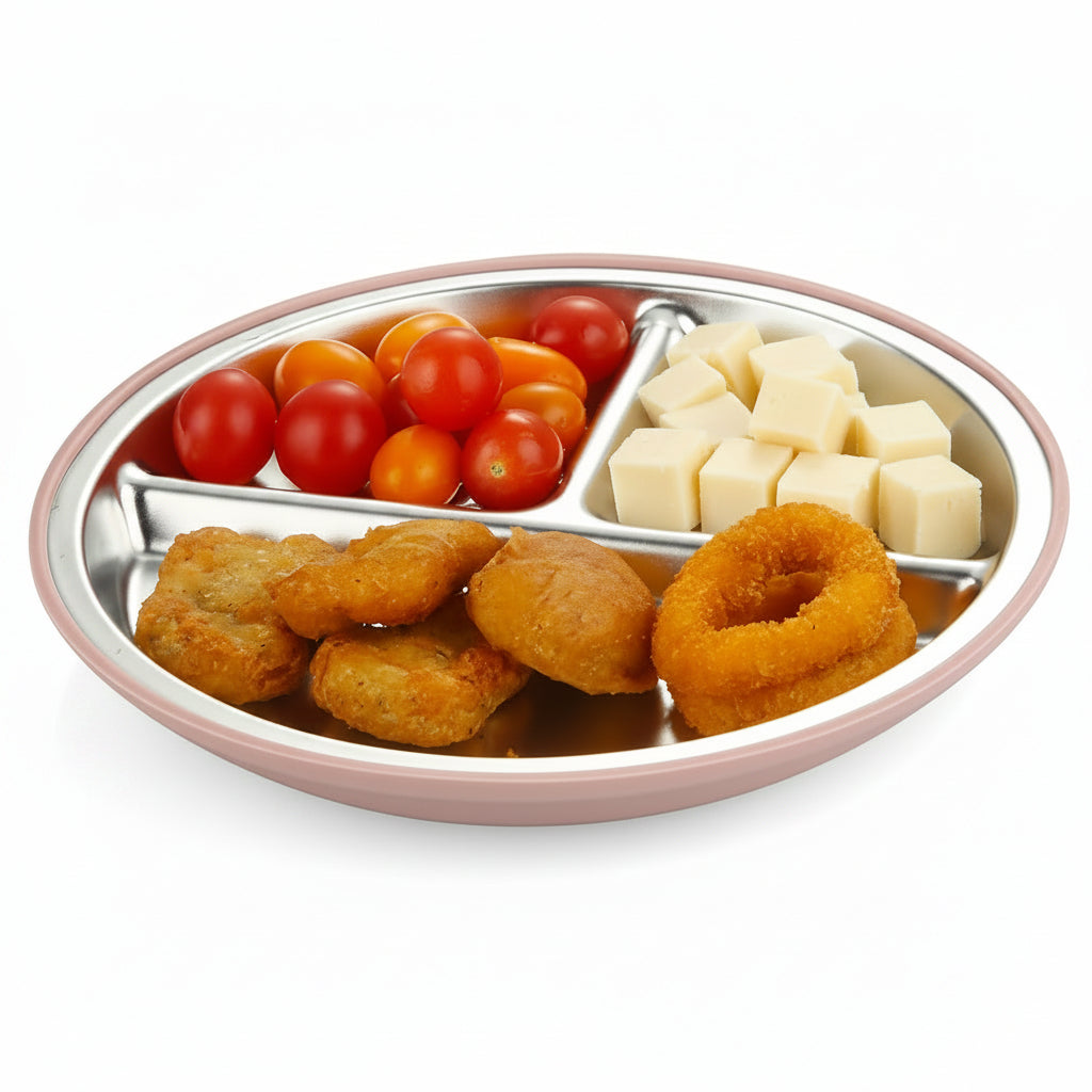 Suction plate and bowl set for supervised mealtime use