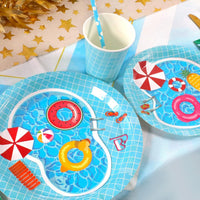  Summer pool party tableware set for birthdays and celebrations