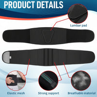  Support belt with removable back pad and breathable fabric