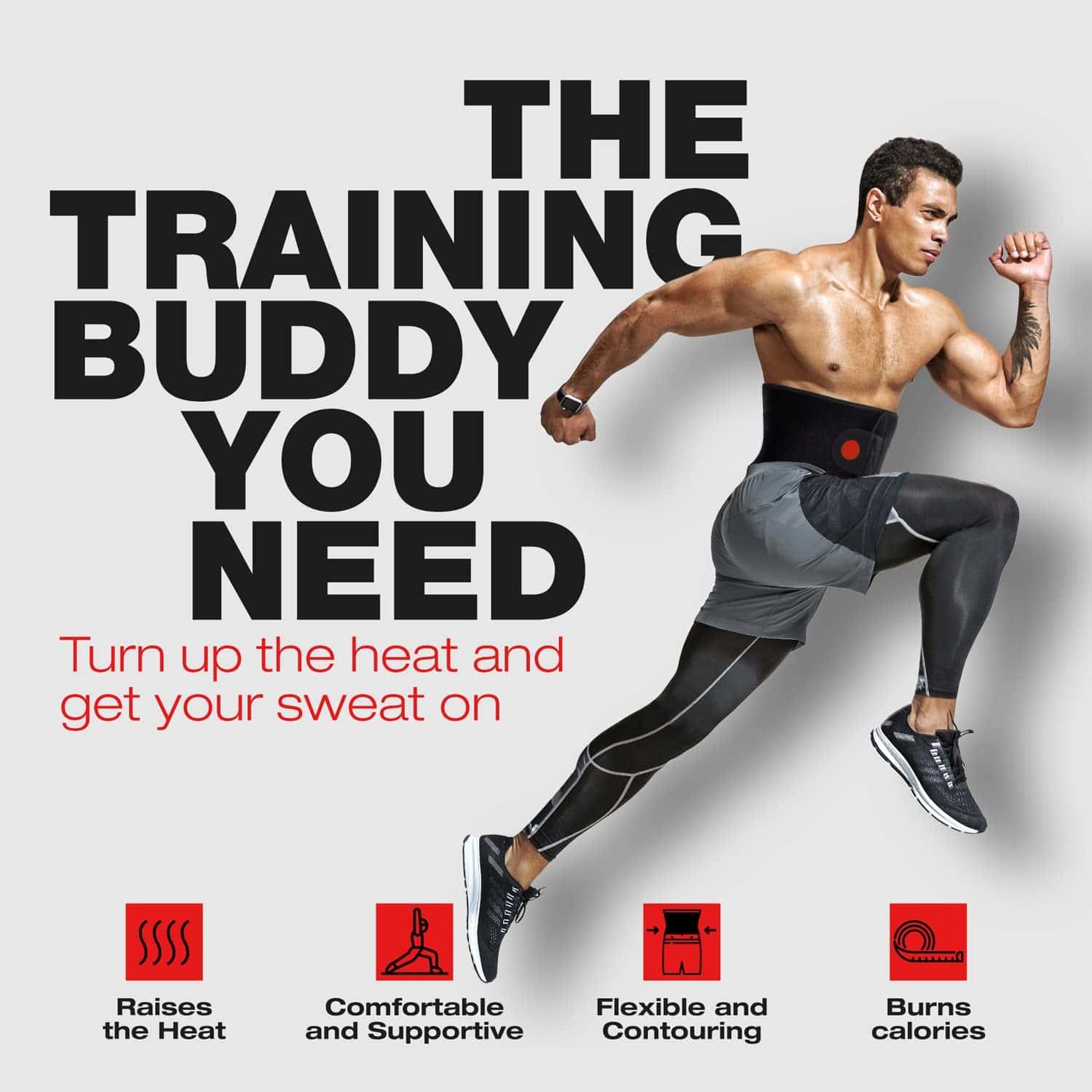 Sweat enhancing fitness belt for men and women gym workouts