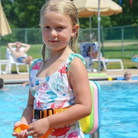 Swim float training belt with 140lbs pull-tested dual-lock buckle for kids
