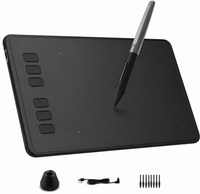  drawing tablet front view with stylus and 6 shortcut keys
