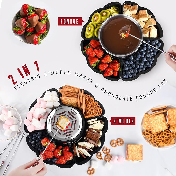 Tabletop electric s’mores maker with detachable serving trays