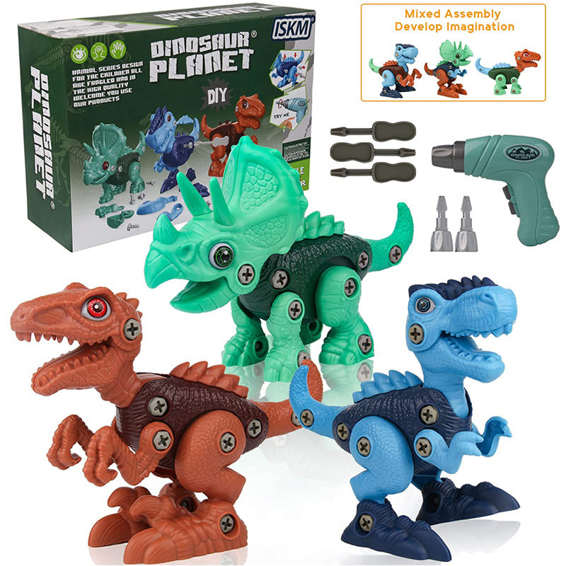 Take apart dinosaur toy set with electric drill for kids