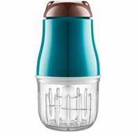 Teal baby food maker with transparent processing bowl for homemade infant meals