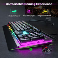 TECKNET gaming keyboard front view with RGB lighting