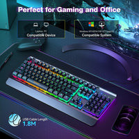 TECKNET gaming keyboard keys close up with backlight