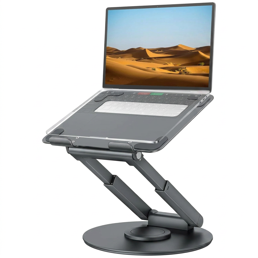 telescopic laptop stand with 360 degree swivel base ergonomic design