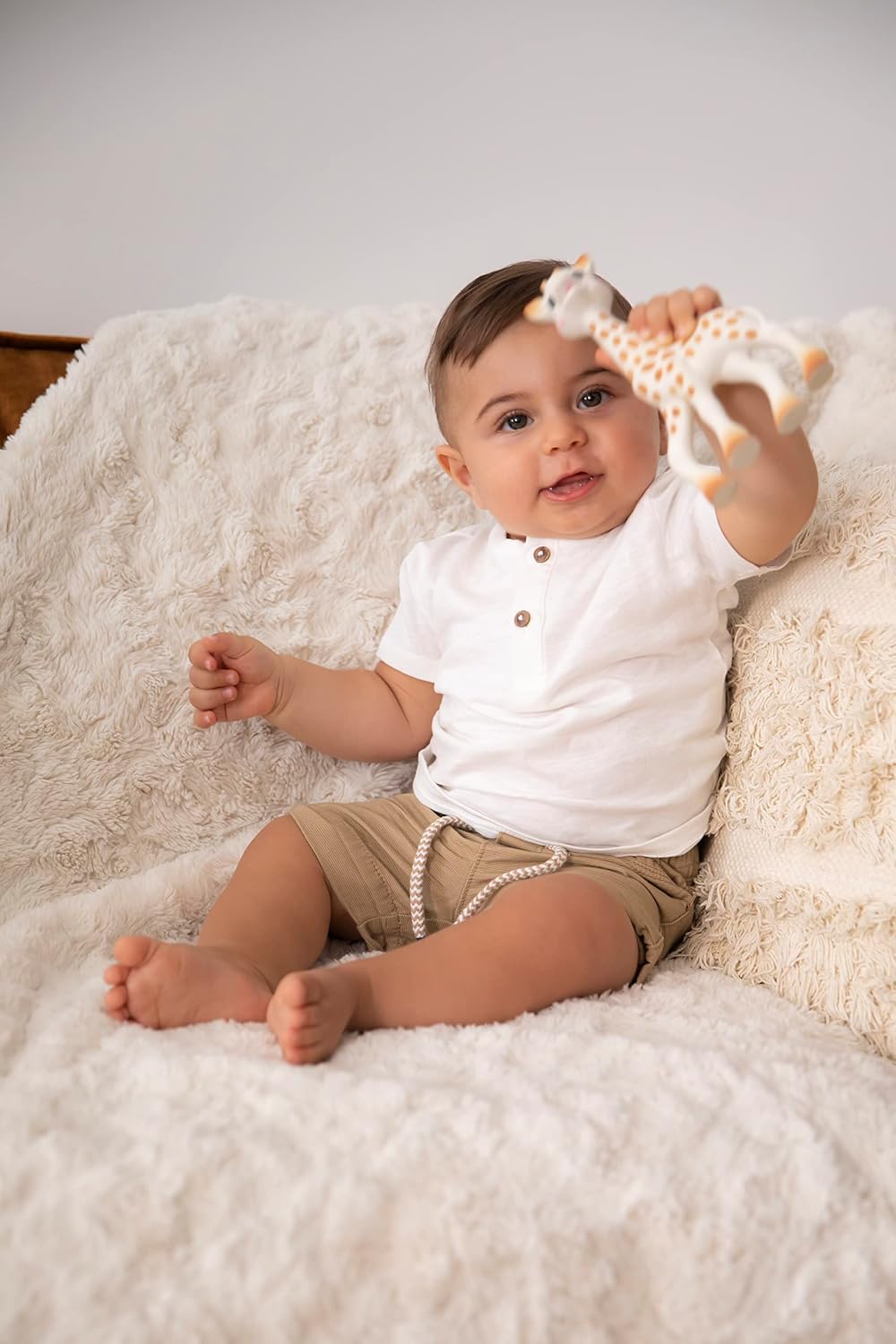 Textured rubber baby teether designed for sensory play