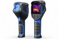 Front view of handheld thermal monitoring device, blue color