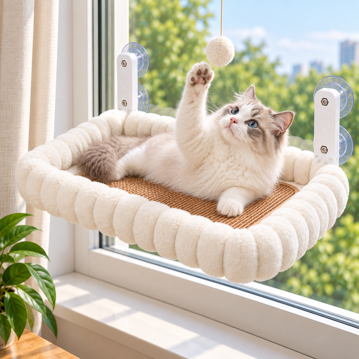 Thick Cat Window Hammock with Foldable Support Frame