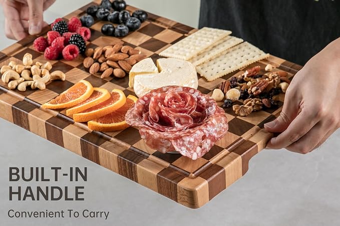 Thick wooden cutting board with 0.8 inch profile
