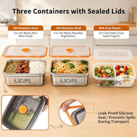 Lunch box with three separate food containerS