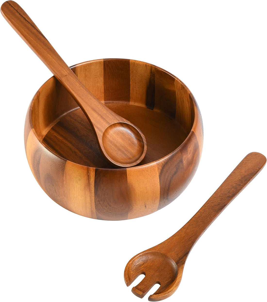 Three piece acacia wood salad serving bowl set