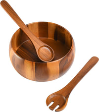 Three piece acacia wood salad serving bowl set