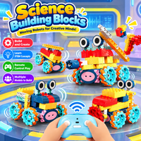 Three-stage programmable building toy showing its assembled construction design.