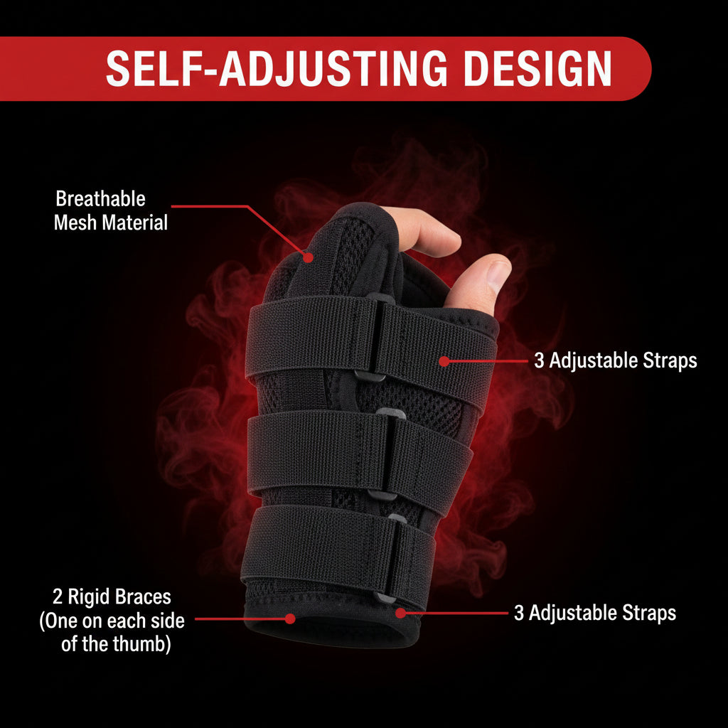 Thumb stabilizer worn while typing or using a computer at desk