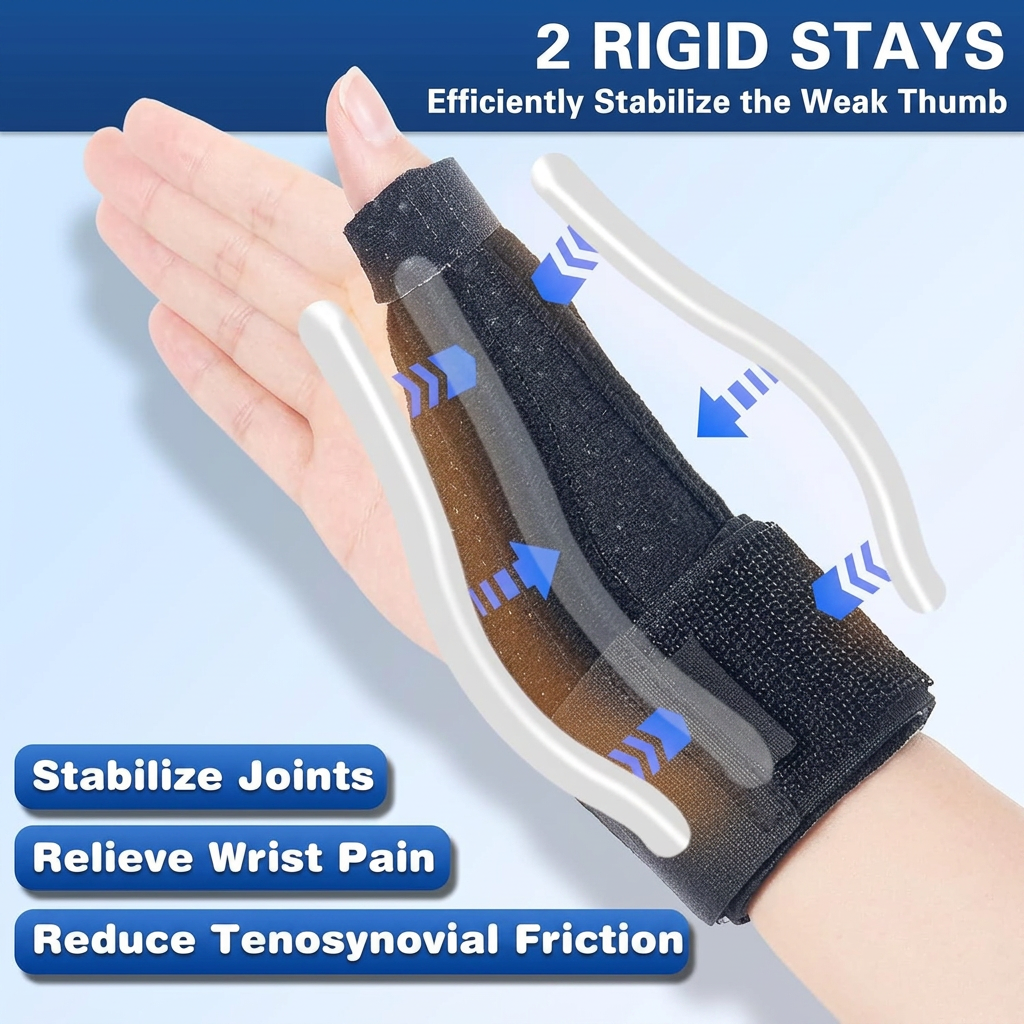 Thumb support brace for carpal tunnel arthritis and tendonitis relief