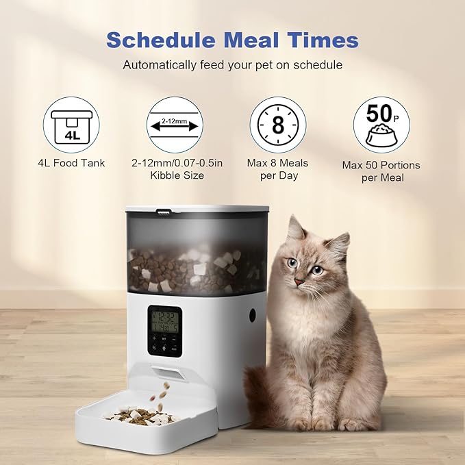 Timed Cat Feeder Up to 8 Meals Per Day Feeding System