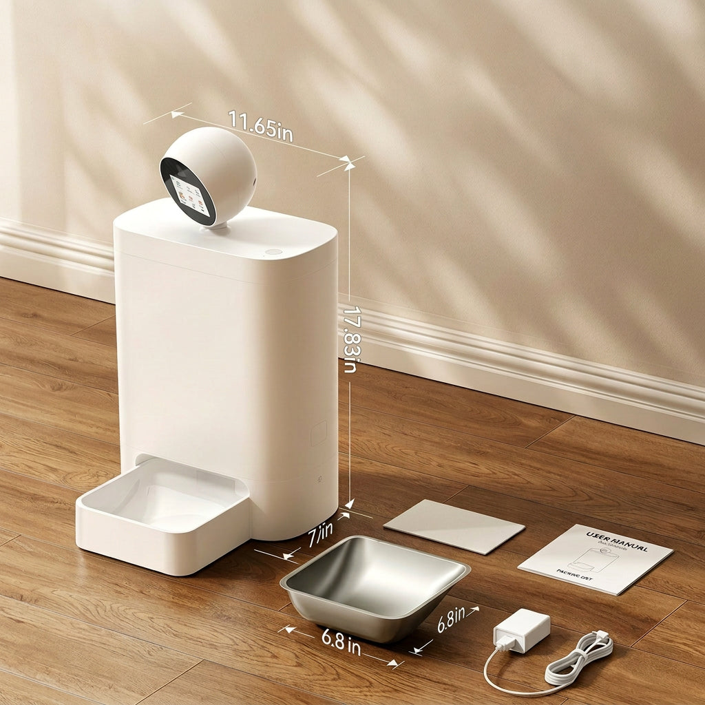 Timed pet food dispenser for scheduled feeding of cats and dogs