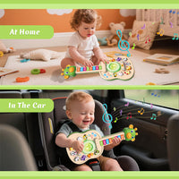 Toddler animal music learning guitar with piano keys and light-up knob for fun play