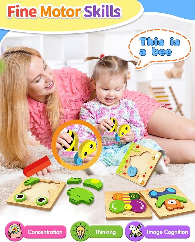 Animal Jigsaw Puzzle for Toddlers – Learning Puzzle for Boys & Girls Ages 1-3