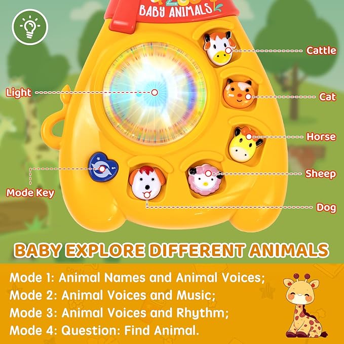 Toddler animal sound learning toy with music and light