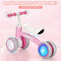 Side view of a four-wheel toddler balance bike