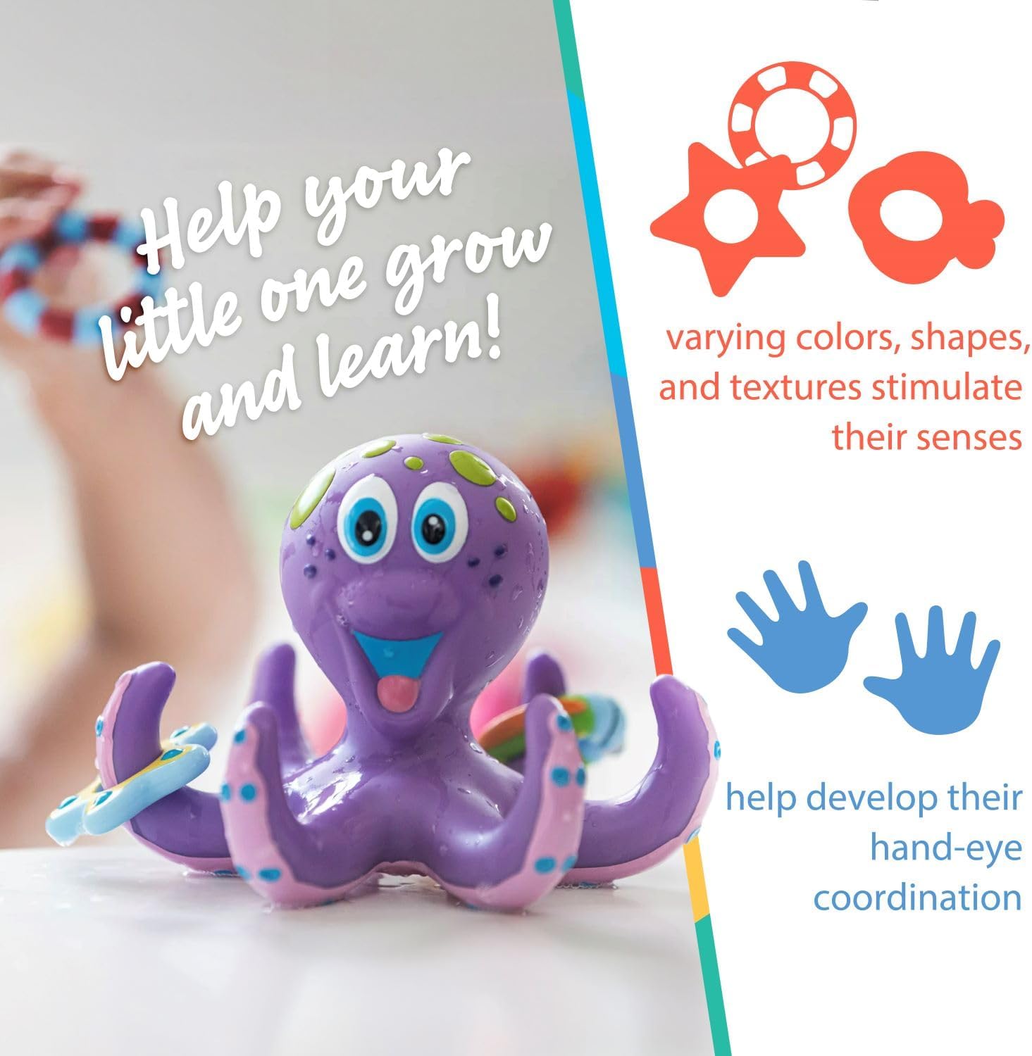 Easy clean toddler bath toy with smooth enclosed structure