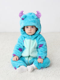 Full-length soft-looking animal-inspired romper with long sleeves and relaxed legs