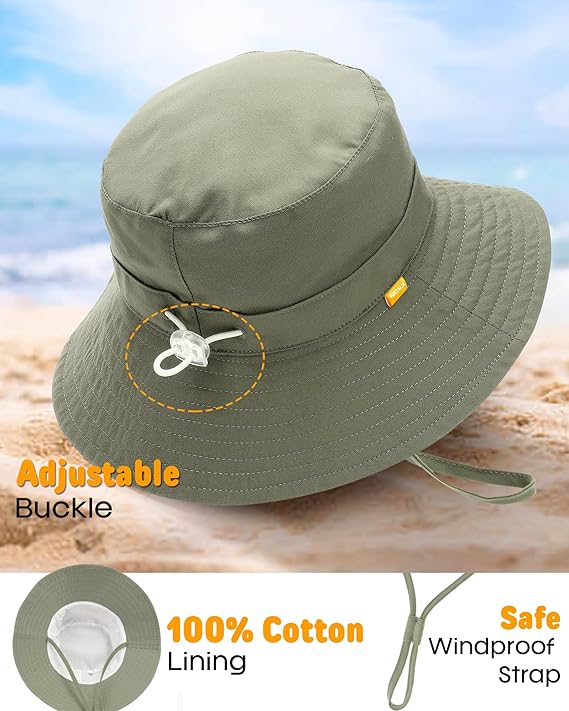Smile face toddler bucket hat with adjustable chin strap