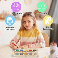 Toddler color and number maze puzzle with magnetic beads for hands-on learning play
