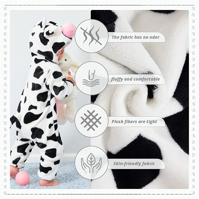 Side profile of a child modelling a cosy animal-inspired romper.