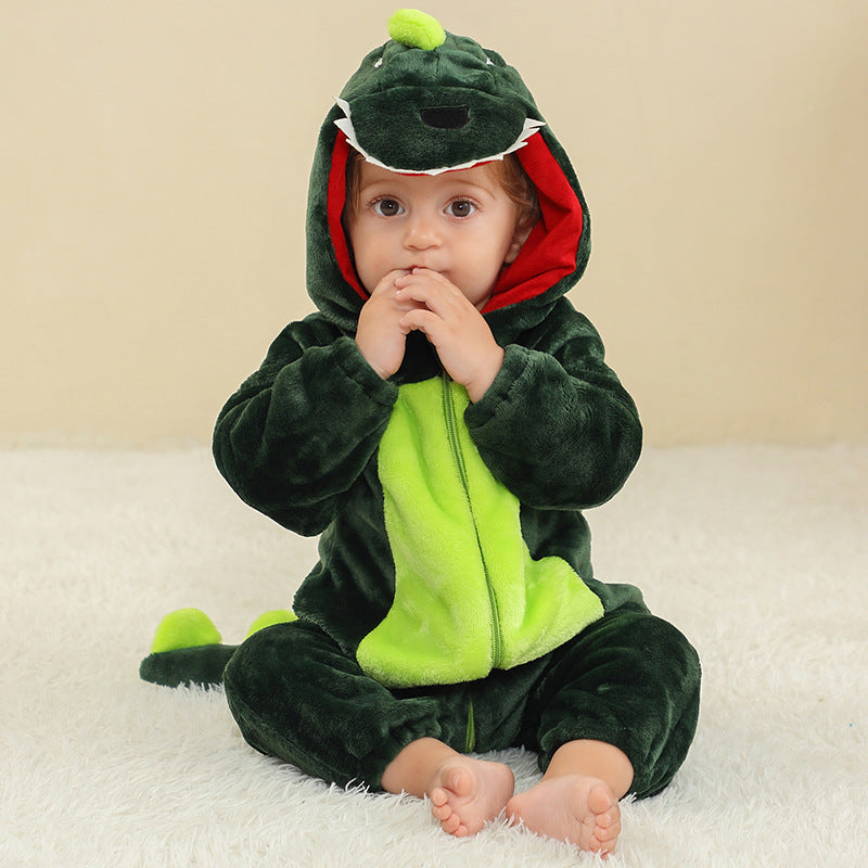 Young child modelling a playful reptile-inspired costume