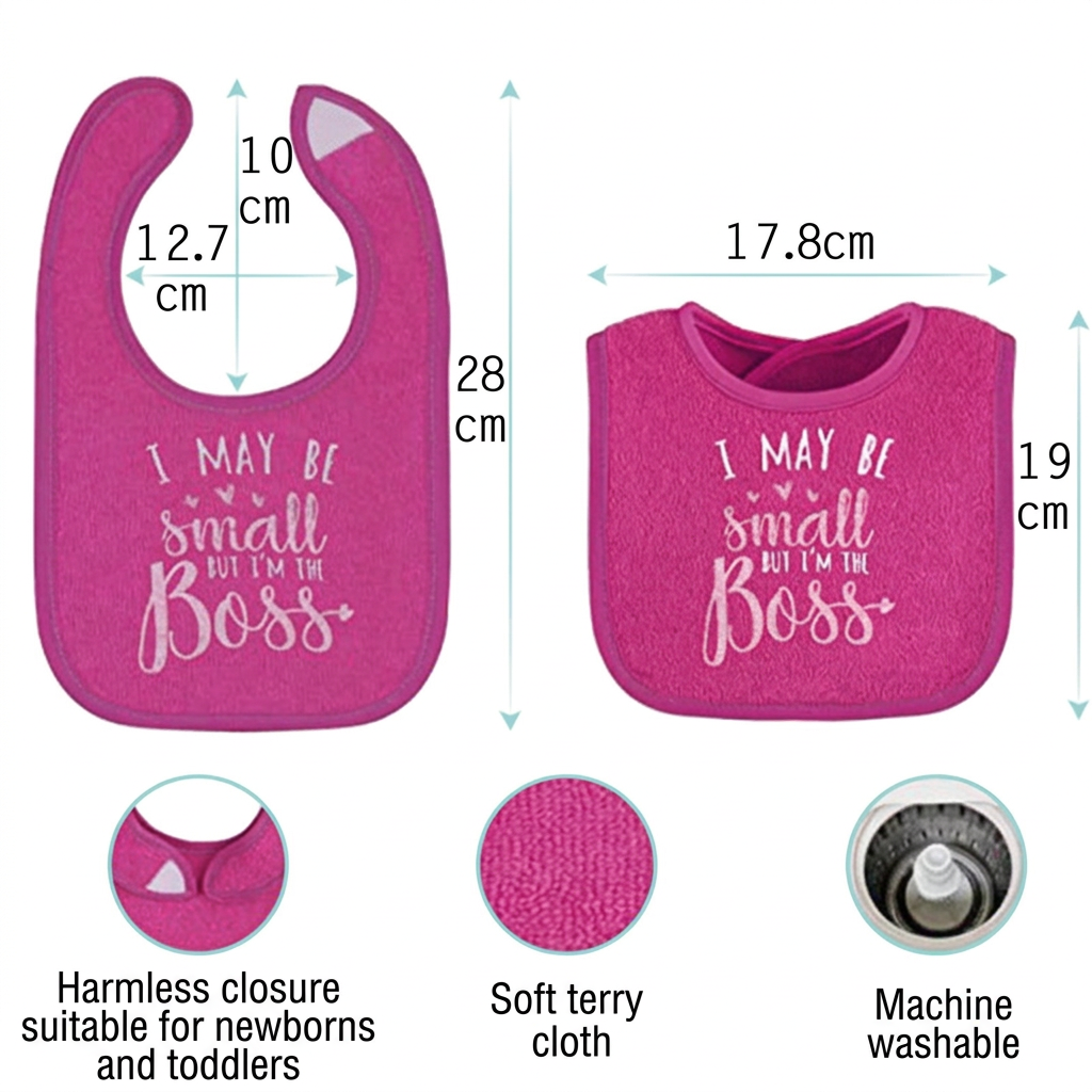 Set of 8 Baby Bibs for Toddler Girls, Soft, Absorbent Terry Cloth for Feeding and Teething