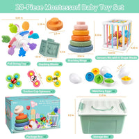 Montessori learning toy showing details of its activity components.