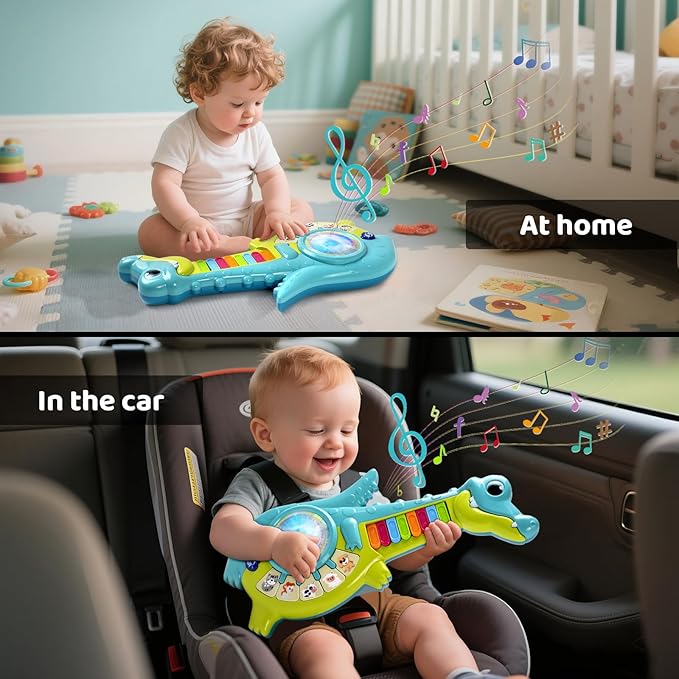 Toddler playing musical piano guitar toy educational learning toy for kids